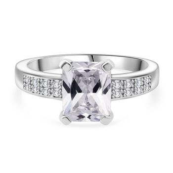Lustro Stella Wei&szlig;er Saphir-Farbener Zirkonia Ring 925 Silber rhodiniert (Gr&ouml;&szlig;e 21.00)