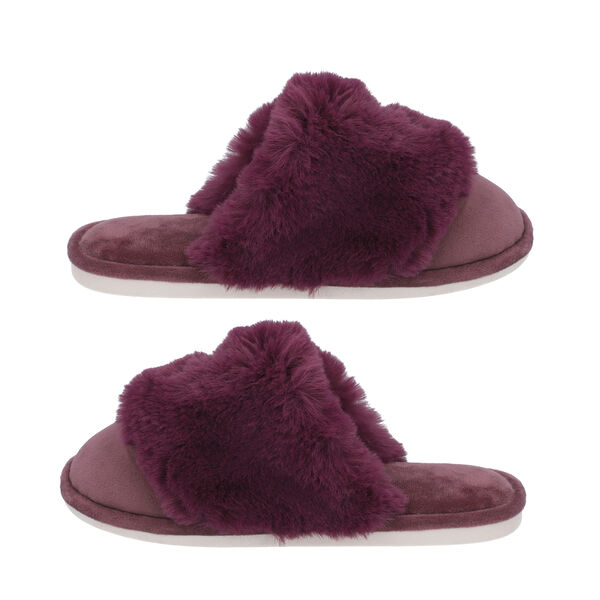 PREMIUM KOLLEKTION: Luxus Kunstfell Hausschuhe mit gepolsterter Sohle, Größe 36-37, Burgunderrot image number 5