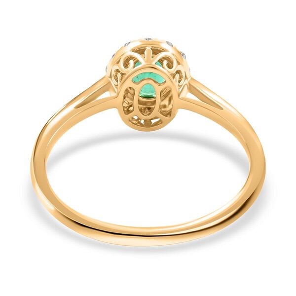 AAA Kagem Sambischer Smaragd, Weißer Diamant Ring 585 Gold (Größe 17.00) ca. 1,05 ct image number 4