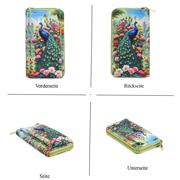 Pfau Muster Design Set, Shopper und Handy Umhängetasche, 40 x 12 x 35 cm, Mehrfarbig image number 6