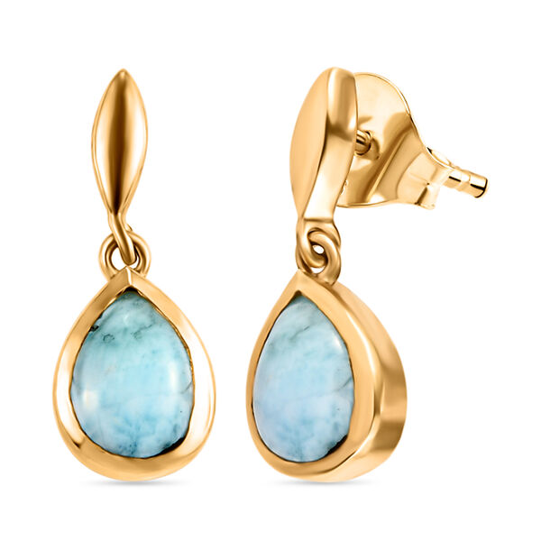 Larimar-Ohrringe, 925 Silber vergoldet ca. 2,43 ct image number 4