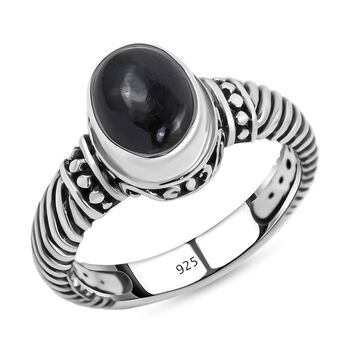 Royal Bali -  Schwarzer Turmalin Ring 925 Silber (Gr&ouml;&szlig;e 16.00) ca. 2,32 ct