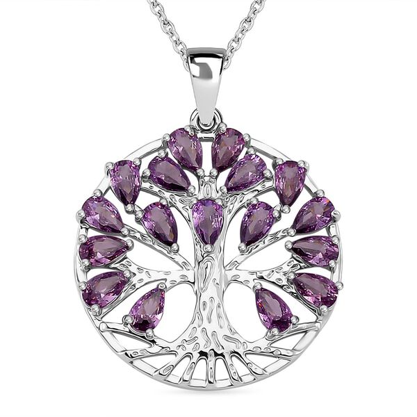 Lila Zirkonia Halskette ca. 50 cm Messing image number 0