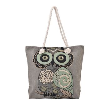 Jacquard gewebte Jute-Tasche mit Eule Design, 42x34 cm, Eule