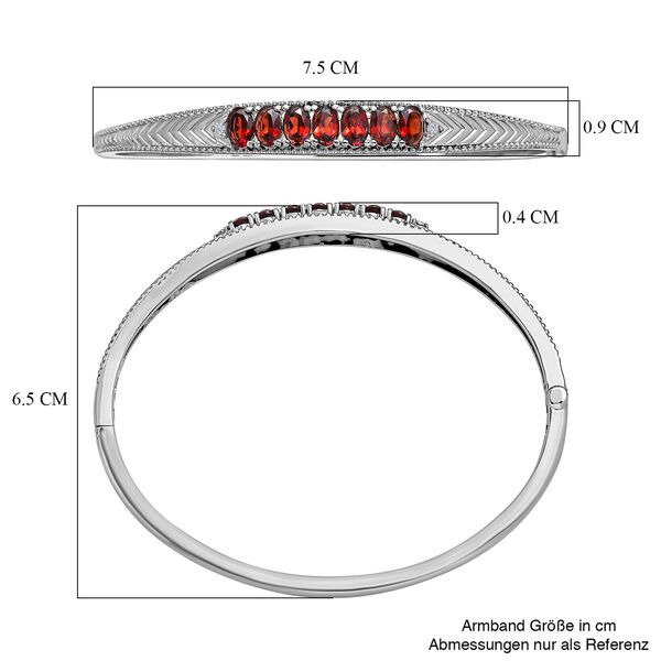 Mosambik Granat, Wei&szlig;er Zirkon Armreif ca. 19 cm Edelstahl ca. 4,07 ct. image number 6