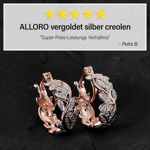 ALLORO Ring, Creolen und Anh&auml;nger mit Diamantakzenten, Silber ros&eacute;vergoldet image number 20