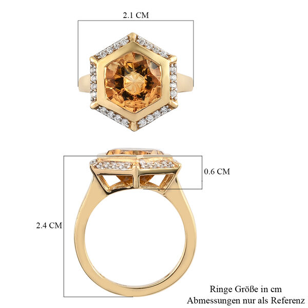 Citrin und Zirkon Ring 925 Silber vergoldet  ca. 4,33 ct image number 7