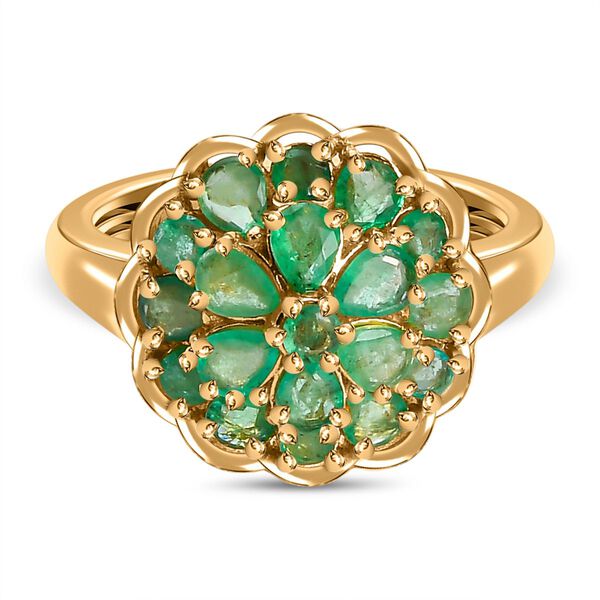 Kagem Sambischer Smaragd Ring, 925 Silber vergoldet (Gr&ouml;&szlig;e 19.00) ca. 1.70 ct