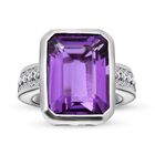 Lusaka Amethyst und Zirkon-Ring, 925 Silber platiniert (Größe 16.00) ca. 7.73 ct