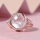 Rosa Quarz und Zirkon Ring 925 Silber rosévergoldet image number 1