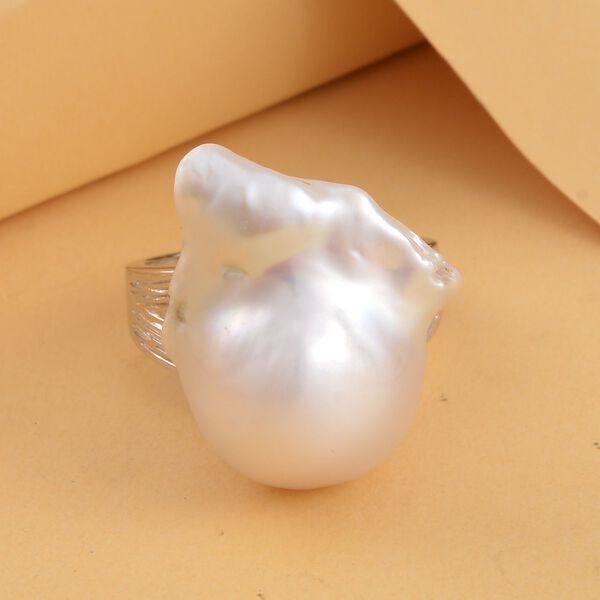 Weißer Barockperle-Ring image number 2