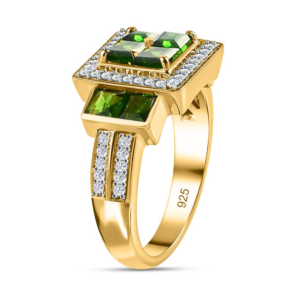 Natürlicher Chromdiopsid und Zirkon-Ring, 925 Silber Gelbgold Vermeil  ca. 1,74 ct image number 5