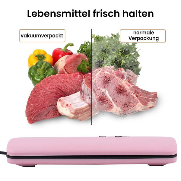 HOMESMART Vakuumverpackungsmaschine, inklusive 20 Beutel, Abmessung 37,5x18,5x8,5 cm, Rosa image number 5
