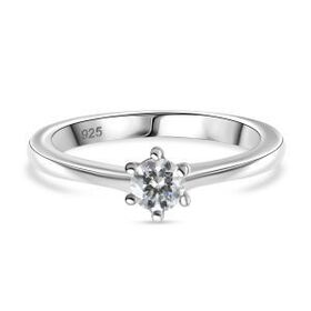 Moissanit Ring 925 Silber rhodiniert (Größe 19.00) ca. 0,24 ct
