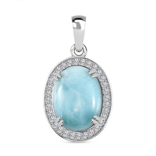 AA Larimar und Zirkon Anhänger - 13,64 ct. image number 0