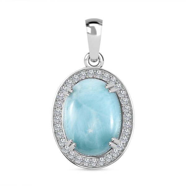 AA Larimar und Zirkon Anh&auml;nger - 13,64 ct.