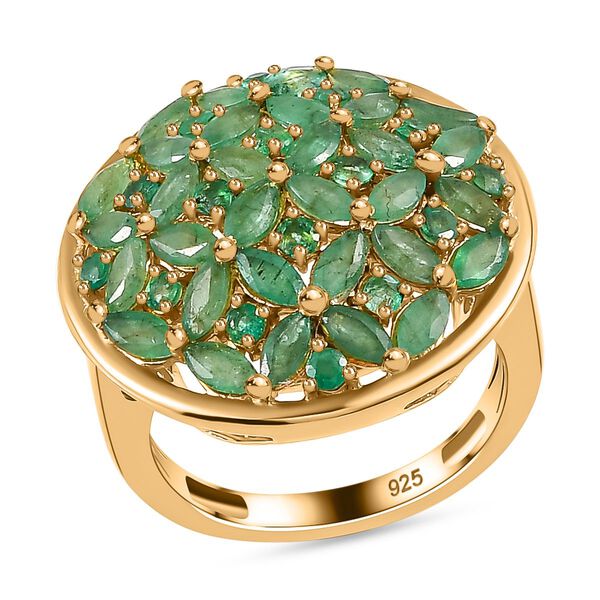 Kagem Sambischer Smaragd Ring, 925 Silber 750 Gelbgold Vermeil (Größe 18.00) ca. 2.83 ct image number 4