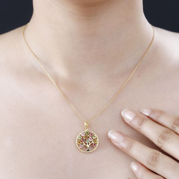 Mehrfarbig-Turmalin Anh&auml;nger 925 Silber 750 Gelbgold Vermeil ca. 1.60 ct image number 3