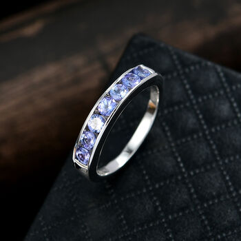D'Joy AA Tansanit Ring, 925 Silber platiniert - 0,89 ct.