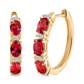 Empress Flame - D joy Lab Created Padparadscha-Saphir , Moissanit Ohrringe 925 Silber 750 Gelbgold Vermeil ca. 4.00 ct