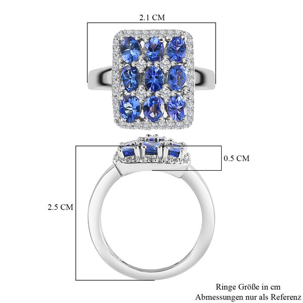 AAA Tansanit und Zirkon Cluster Ring - 2,33 ct. image number 7