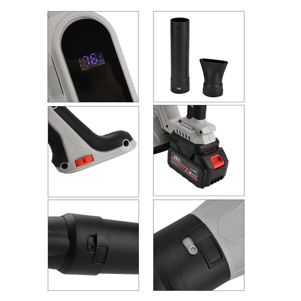 Akkubetriebener 21V Gebläser mit LCD-Display, 5-stufige Leistungseinstellung, inklusive Ladegerät, Grau-Schwarz image number 10