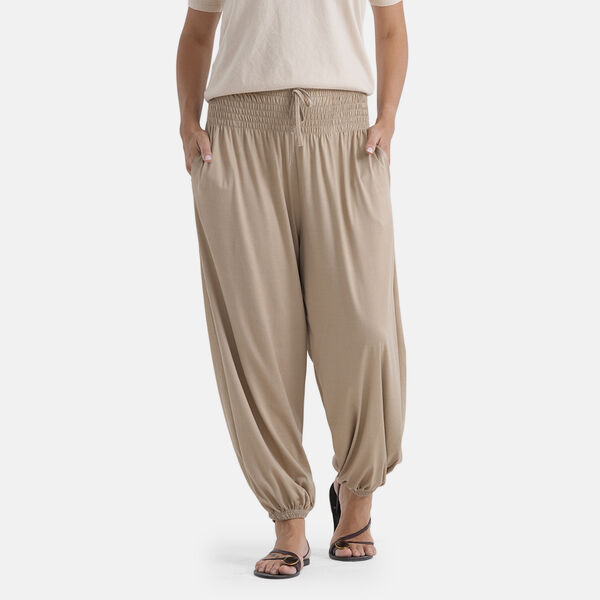 LA MAREY Jersey Komforthose mit Smokbund, Einheitsgr&ouml;&szlig;e, Beige