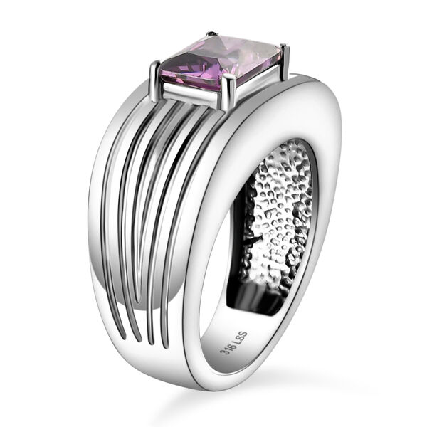 Amethyst farbener Zirkonia Ring, Edelstahl  ca. 2,56 ct image number 6