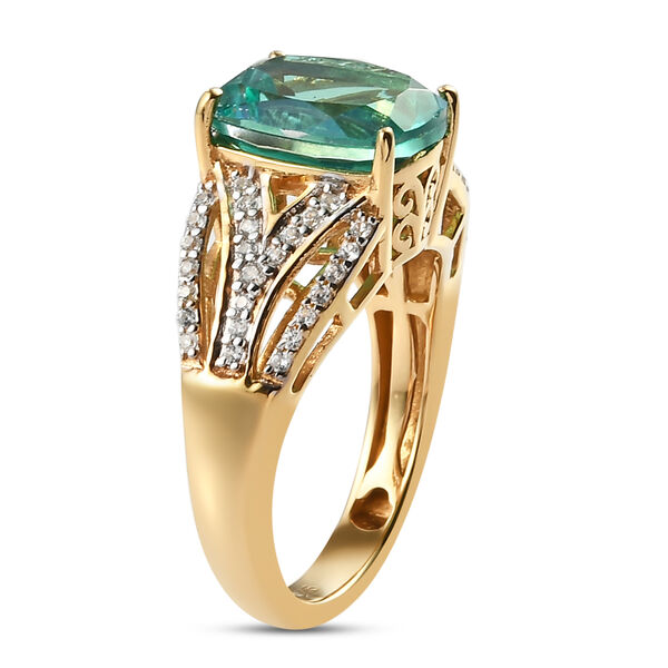 Pfau Triplett Quarz und Zirkon Ring 925 Silber vergoldet  ca. 3,56 ct image number 5