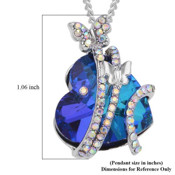 Blauer Glas und AB Kristall Schmetterlingsanh&auml;nger mit 50cm Kette image number 5