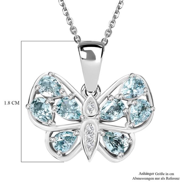 AAA blauer und wei&szlig;er Zirkon Anh&auml;nger mit 50cm Kette - 2 ct. image number 5