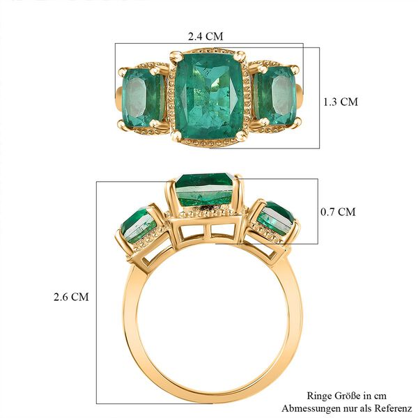 Smaragd-Quarz Triplette Ring 925 Silber 750 Gelbgold Vermeil (Gr&ouml;&szlig;e 19.00) ca. 6,05 ct image number 7