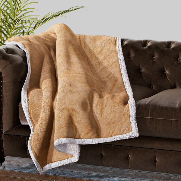 Decke aus Sherpa und Flanell, Gr&ouml;&szlig;e 150x200 cm, Beige