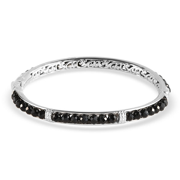 Schwarzer Spinell-Armreif, 19 cm, Messing platiniert ca. 28,10 ct image number 5