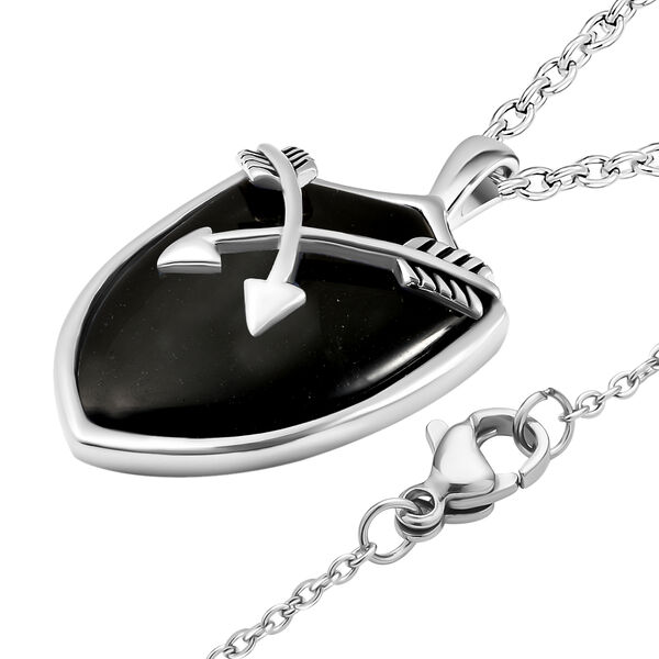 Schwarz gef&auml;rbter Achat-Anh&auml;nger mit 60 cm Kette - 26,30 ct. image number 3