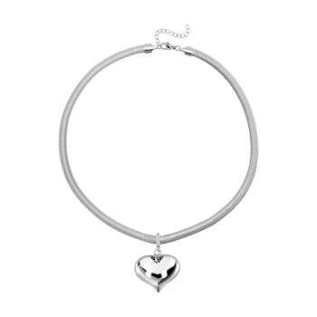 Herz Halskette in Silberton, 45+5 cm