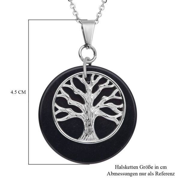 Schwarz gefärbter Achat-Anhänger mit Kette, reiner Edelstahl ca. 19,50 ct image number 5