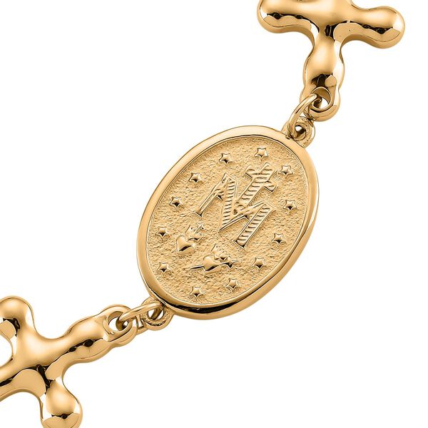 Medaille-Armband mit Kreuzanh&auml;ngern, flexibel, Reiner Edelstahl, goldfarben image number 6