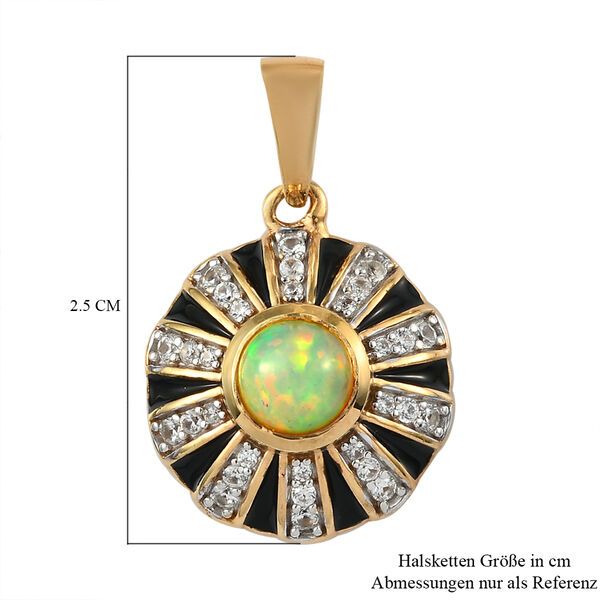 Nat&uuml;rlicher, &auml;thiopischer Opal und Zirkon emaillierter Anh&auml;nger in Silber image number 5