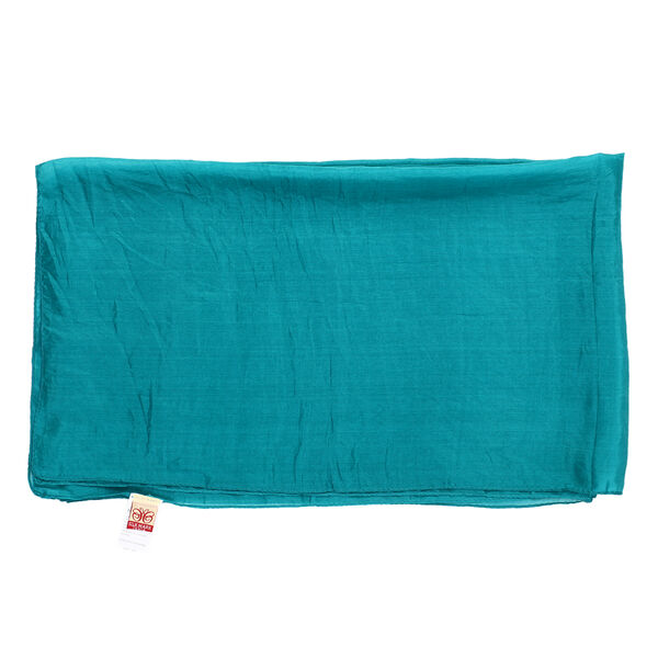 100 % natürlicher Satin Seiden Schal, 48x160 cm, Türkis image number 5