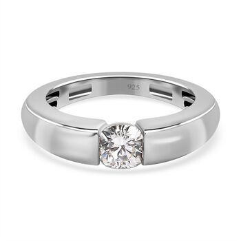 Moissanit Ring, 925 Silber platiniert (Gr&ouml;&szlig;e 16.00) ca. 0.55 ct