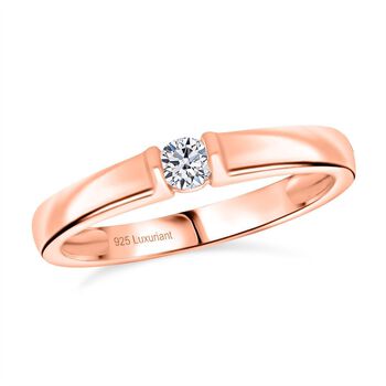 LUXURIANT VS-EF Labor Diamant Ring, 925 Silber 750 Ros&eacute;gold Vermeil - 0,20 ct.