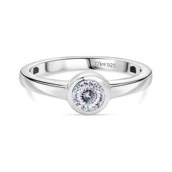 D&rsquo;joy 120 Facetten Moissanit Ring 925 Silber platiniert (Gr&ouml;&szlig;e 17.00) ca. 0,47 ct