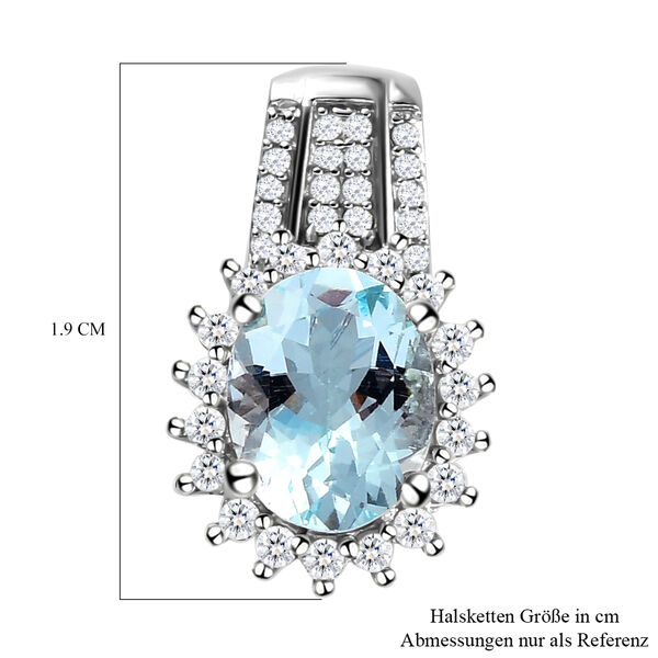 Espirito Santo Aquamarin und wei&szlig;er Zirkon-Anh&auml;nger mit Kette - 1,96 ct. image number 6