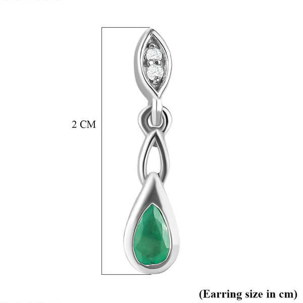 AA Kagem sambische Smaragd und Zirkon-Ohrh&auml;nger, 925 Silber platiniert, 0,45 ct. image number 6