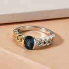 London Blau Topas Ring 925 Silber Bicolor  ca. 0,99 ct image number 1