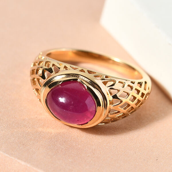 Afrikanischer Rubin (Fissure gef&uuml;llt) Ring 925 Silber vergoldet image number 2