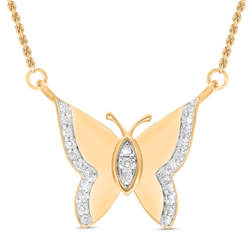 Diamant Halskette, 50cm, 925 Silber Gelbgold Vermeil - 0,15 ct. image number 0