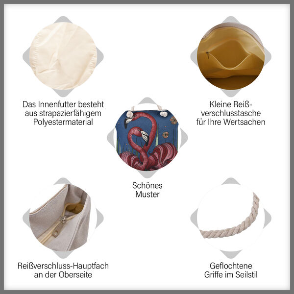 Jacquard gewebte Jute-Tasche mit Flamingo Design, 42x34 cm image number 10