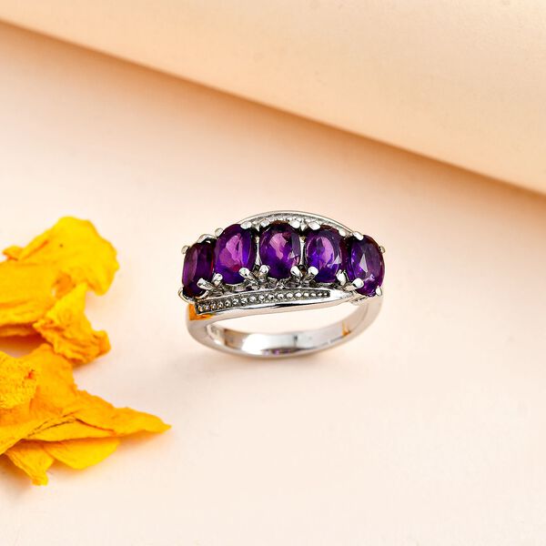 Afrikanischer Amethyst Ring Edelstahl (Gr&ouml;&szlig;e 16.00) ca. 2,07 ct image number 1